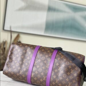 Louis Vuitton Keepall Bandoulière 50 Monogram Macassar Canvas Travel - LK26