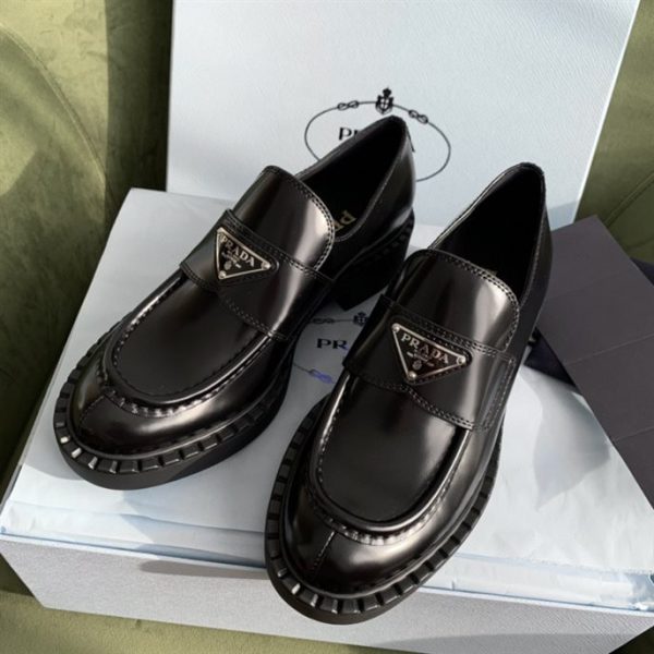 Prada Chocolate Brushed Leather Loafers - PLD005