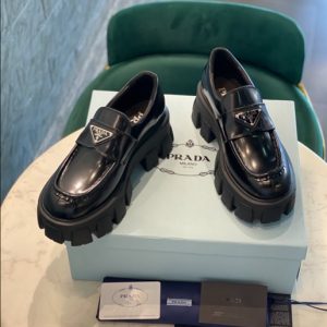 Prada Monolith Brushed Leather Loafers - PLD003