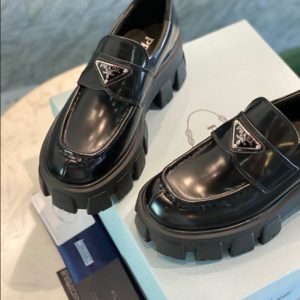 Prada Monolith Brushed Leather Loafers - PLD003