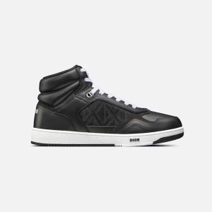 Dior Black Smooth Calfskin and CD Diamond Canvas Sneaker - DR064