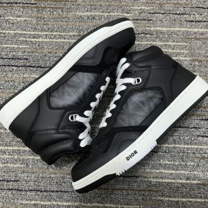 Dior Black Smooth Calfskin and CD Diamond Canvas Sneaker - DR064