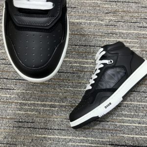 Dior Black Smooth Calfskin and CD Diamond Canvas Sneaker - DR064