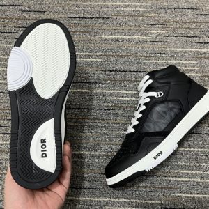 Dior Black Smooth Calfskin and CD Diamond Canvas Sneaker - DR064