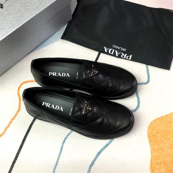 Prada Quilted Logo Plaque Loafers - PLD014