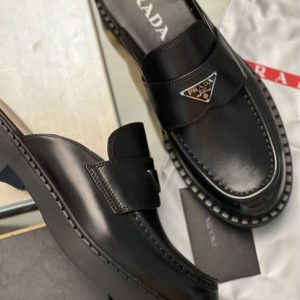 Prada Women Brushed Leather Mules - PLD018