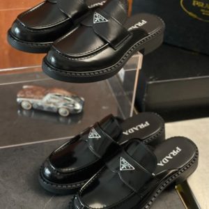 Prada Women Brushed Leather Mules - PLD018