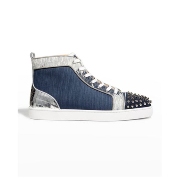 Christian Louboutin Lou Spikes Orlato Flat High Blue Sneaker Reps