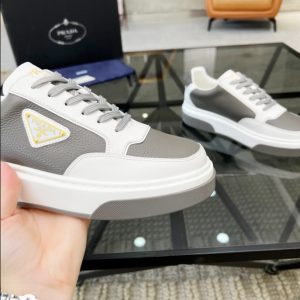 Prada Triangle-logo Beige White Sneakers Reps 1