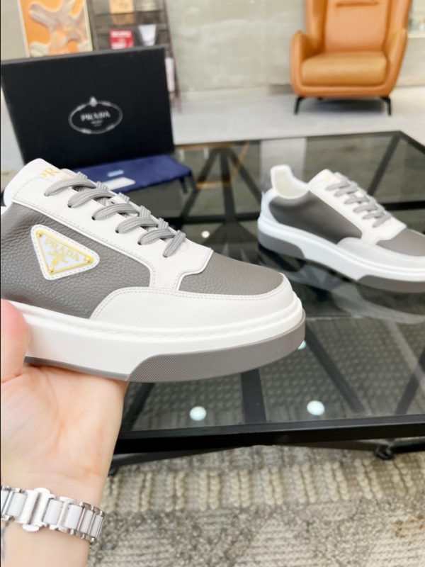 Prada Triangle-logo Beige White Sneakers Reps 1