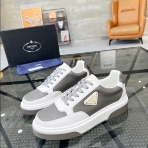 Prada Triangle-logo Beige White Sneakers Reps 2