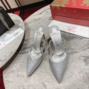 Christian Louboutin Planet Queen Mules Pumps White Reps 1