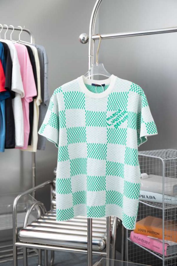 Damier Knitted Short-Sleeved Crewneck 2