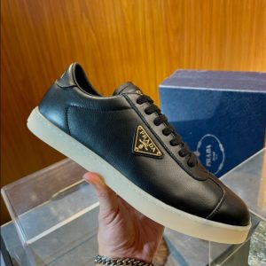 Prada Logo Brushed Black Sneakers Reps 4