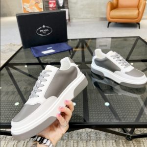 Prada Triangle-logo Beige White Sneakers Reps 5