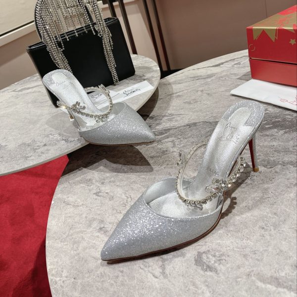 Christian Louboutin Planet Queen Mules Pumps White Reps 5