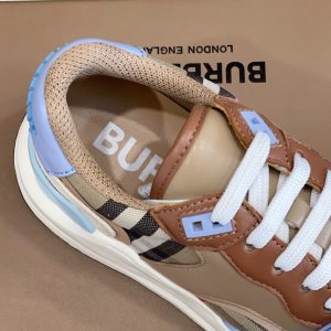 Burberry Check Cotton Leather Blue Sneaker Reps 1