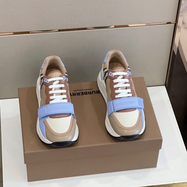 Burberry Check Cotton Leather Blue Sneaker Reps 5