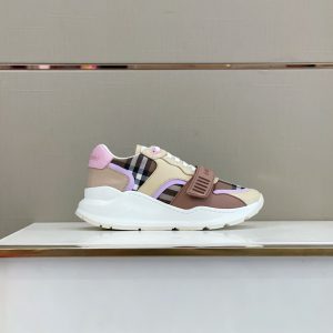 Burberry Check Cotton Leather Pink Sneaker Reps