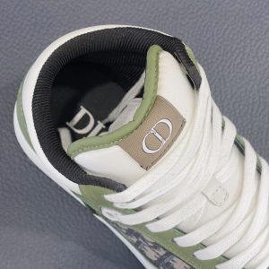 Dior B27 High Top Smooth Calfskin Oblique Jacquard 'Olive Cream' Sneaker Reps 1