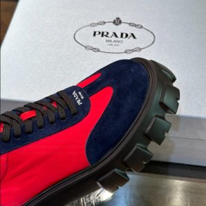 Prada Suede Lace-up Red Navy Sneakers Reps 5