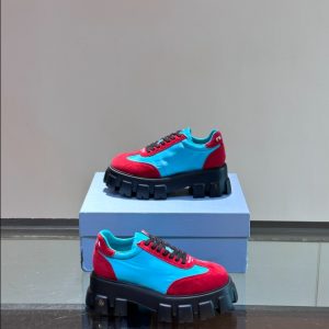 Prada Suede Lace-up Blue Red Sneakers Reps 5