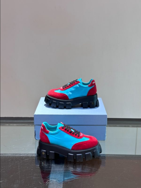 Prada Suede Lace-up Blue Red Sneakers Reps 5