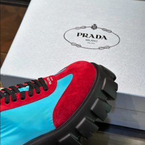 Prada Suede Lace-up Blue Red Sneakers Reps 6