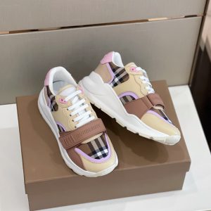 Burberry Check Cotton Leather Pink Sneaker Reps 5